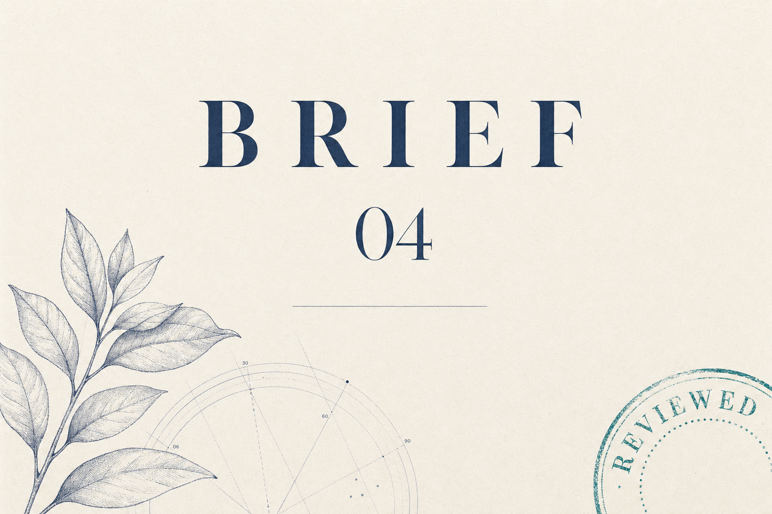 Editorial brief cover with a tabular pattern register at the top and a teal hairline arc passing the patterns out toward an unlabeled standards-body silhouette in the margin.