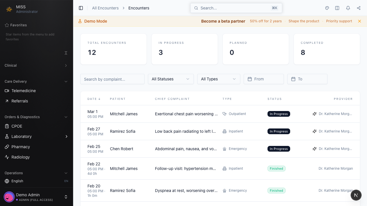 Doctor encounter documentation interface